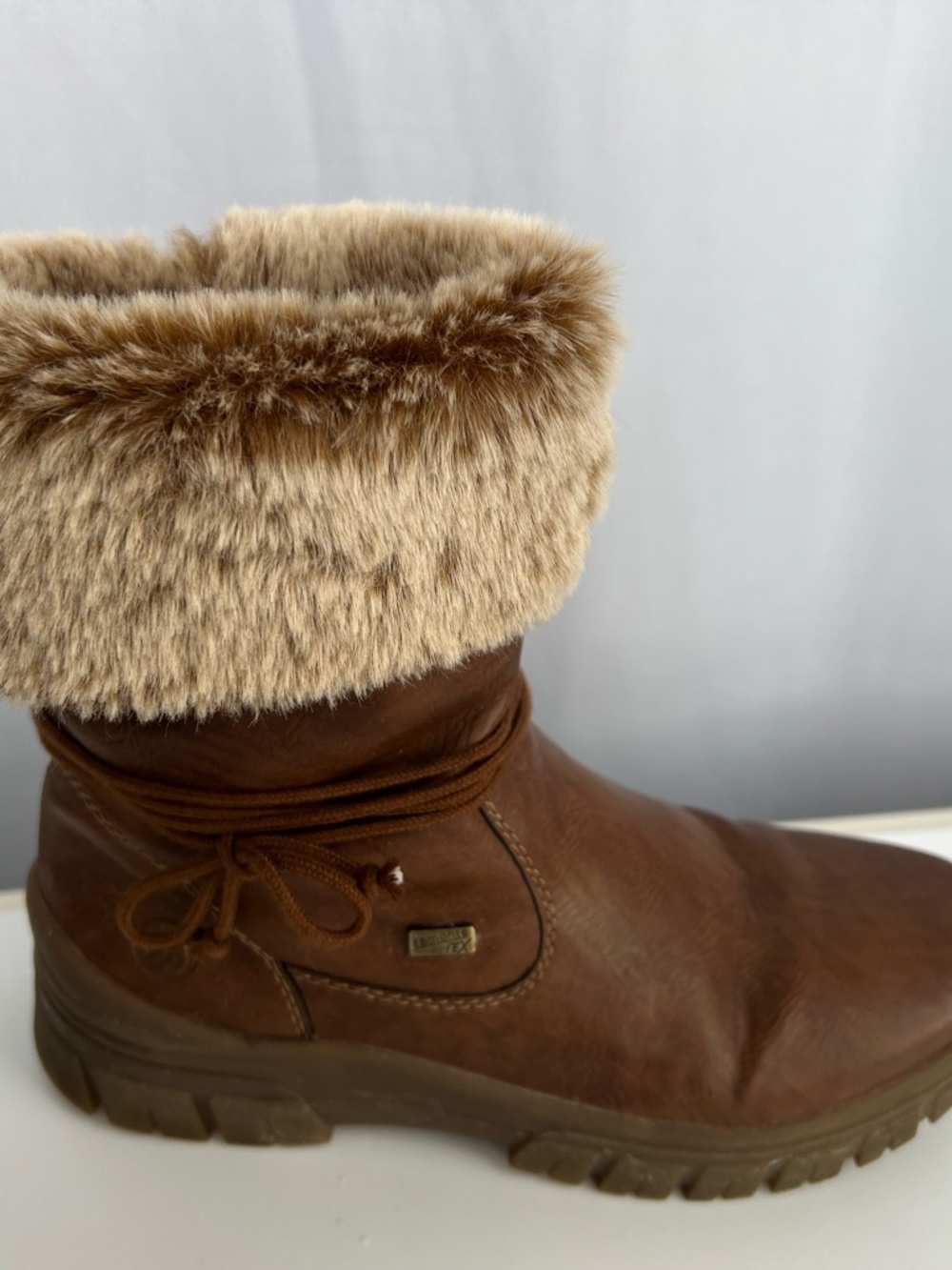 Remonte Brown Faux-Fur Cuff Winter Boots, mid-calf or fold-down style